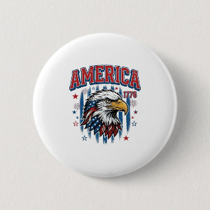 Amerika 1776 Vintage Adelaar Patriottisch Shirt On Ronde Button 5,7 Cm