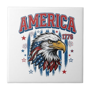 Amerika 1776 Vintage Adelaar Patriottisch Shirt On Tegeltje