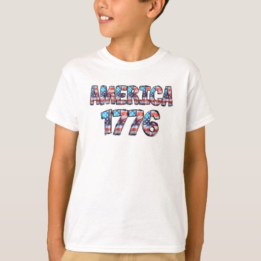 Amerika 1776 Vlag en vuurwerk Kinder T-shirt (Voorkant)