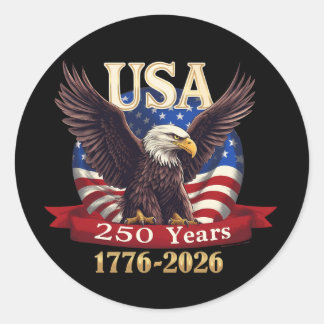 Amerika 250 1776-2026 Amerikaanse Vlag Adelaar Ronde Sticker