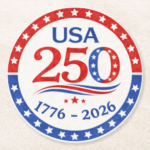 Amerika 250 1776 2026 Patriottisch USA  Ronde Kartonnen Onderzetter