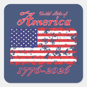 Amerika 250 1776-2026 vierkante sticker