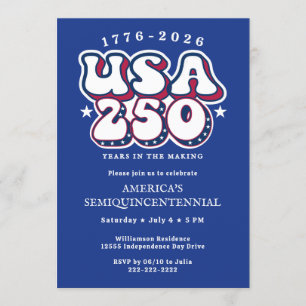 Amerika 250 1776 VS 250ste verjaardag Groovy Blauw Kaart