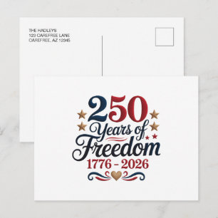 Amerika 250 aankondigingskaart