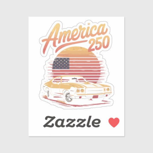 Amerika 250 Amerikaanse Retro Zonsondergang Sticker (Vel)