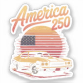 Amerika 250 Amerikaanse Retro Zonsondergang Sticker (Voorkant)