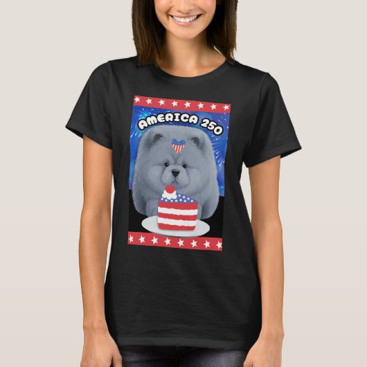 AMERIKA 250 Blauwe Chow T-shirt (Voorkant)