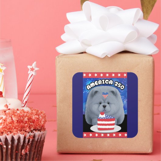AMERIKA 250 - BLAUWE Chow Vierkante Sticker (Feest)
