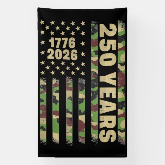 Amerika 250 Camouflage Patriottisch Jubileumdesign Spandoek (Verticaal)