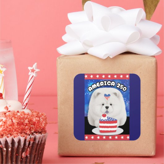 AMERIKA 250 - CREAM Chow Vierkante Sticker (Feest)