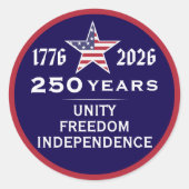 Amerika 250 Eenheid Vrijheid Onafhankelijkheid Pat Ronde Sticker (Voorkant)