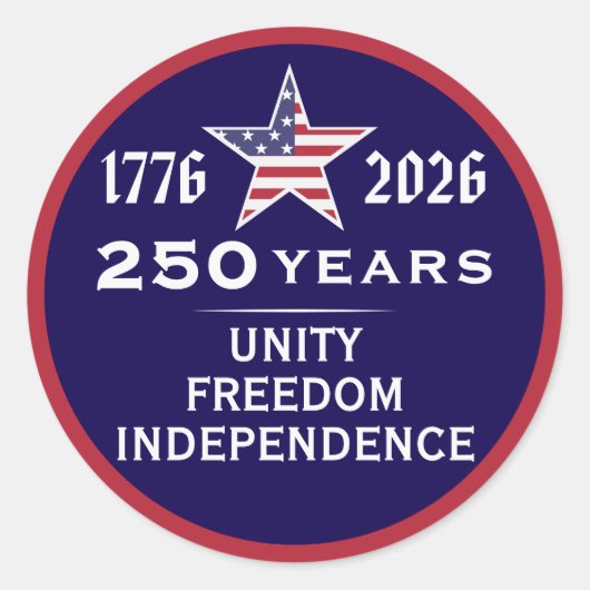 Amerika 250 Eenheid Vrijheid Onafhankelijkheid Pat Ronde Sticker (Voorkant)