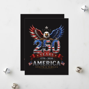 Amerika 250 Geloof Familie Patriottische Adelaar Feestdagenkaart