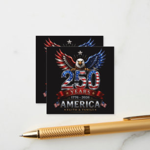 Amerika 250 Geloof Familie Patriottische Adelaar Informatiekaartje