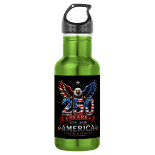 Amerika 250 Geloof Familie Patriottische Adelaar Waterfles