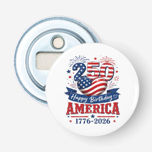 Amerika 250 Gelukkige Verjaardag Patriottische Vie Button Flesopener