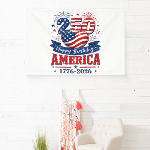 Amerika 250 Gelukkige Verjaardag Patriottische Vie Spandoek