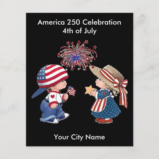 Amerika 250 Gemeenschapsvuurwerk 1776-2026 Retro Flyer (Voorkant)