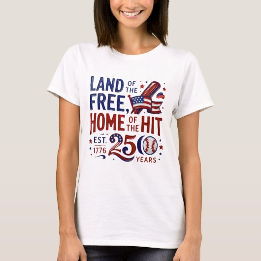Amerika 250 Honkbal T-shirt | 4 juli 2026 (Voorkant)