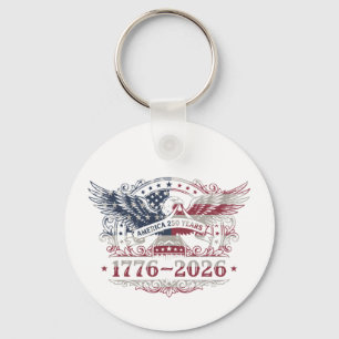 Amerika 250 Jaar 1776–2026 Ouderwetse Patriottisch Sleutelhanger
