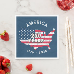 Amerika 250 Jaar 1776–2026 USA Kaart Vlag Patriott Servet