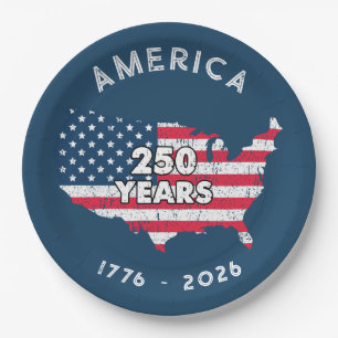 Amerika 250 Jaar 1776–2026 VS Kaart Vlag Patriotti Papieren Bordje