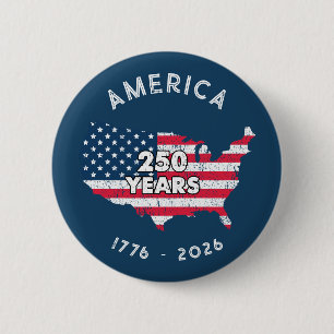 Amerika 250 Jaar 1776–2026 VS Kaart Vlag Patriotti Ronde Button 5,7 Cm