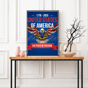 Amerika 250 jaar 4 juli jubileum patriottisch  poster