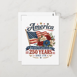 Amerika 250 Jaar Bloemenvlag Briefkaart