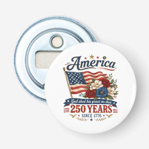 Amerika 250 Jaar Bloemenvlag Button Flesopener