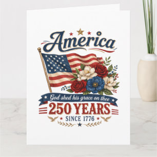 Amerika 250 Jaar Bloemenvlag Kaart