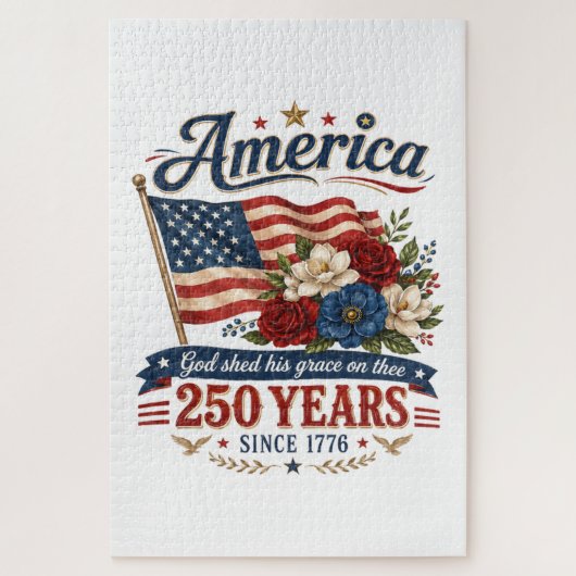 Amerika 250 Jaar Bloemenvlag Legpuzzel (Verticaal)
