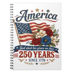 Amerika 250 Jaar Bloemenvlag Notitieboek