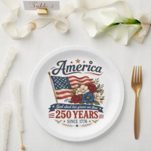Amerika 250 Jaar Bloemenvlag Papieren Bordje