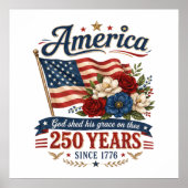 Amerika 250 Jaar Bloemenvlag Poster (Voorkant)