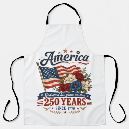 Amerika 250 Jaar Bloemenvlag Schort (Voorkant)