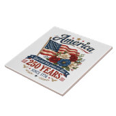 Amerika 250 Jaar Bloemenvlag Tegeltje (Zijkant)