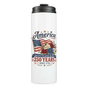 Amerika 250 Jaar Bloemenvlag Thermosbeker