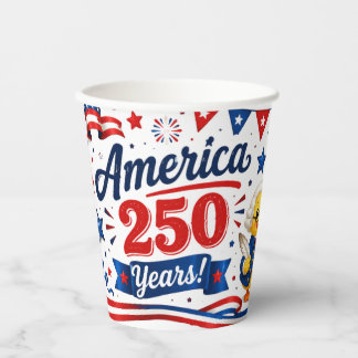 Amerika 250 Jaar Eendje Patriottische Feestcollect Papieren Bekers