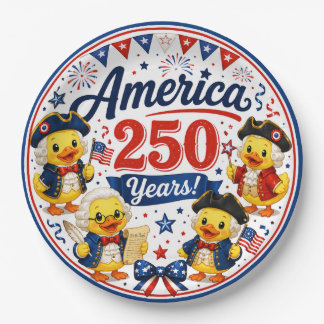 Amerika 250 Jaar Eendje Patriottische Feestcollect Papieren Bordje