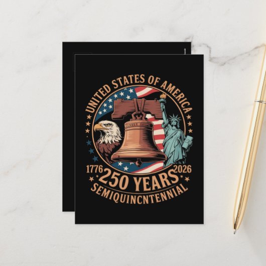 Amerika 250 Jaar Feestdagenkaart (Voorkant / Achterkant in situ)
