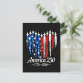 Amerika 250 jaar hartenvlag briefkaart (Staand voorkant)