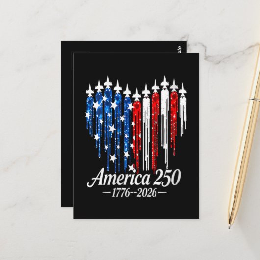 Amerika 250 jaar hartenvlag briefkaart (Voorkant / Achterkant in situ)