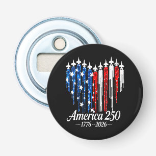 Amerika 250 jaar hartenvlag button flesopener