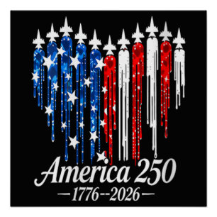 Amerika 250 jaar hartenvlag perfect poster