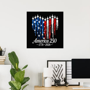 Amerika 250 jaar hartenvlag poster
