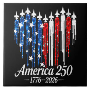 Amerika 250 jaar hartenvlag tegeltje