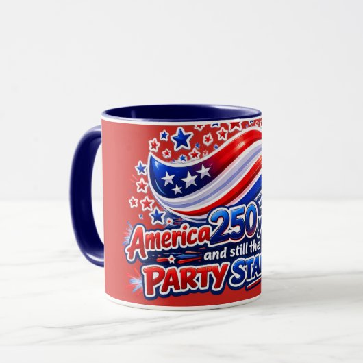 Amerika 250 Jaar Later Nog Steeds de Feeststarter Mok (Voorkant links)