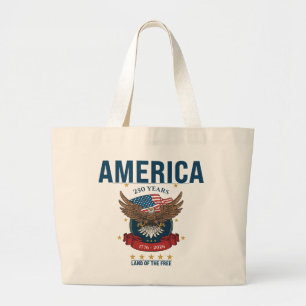 Amerika 250 jaar patriottisch jubileum Adelaar Grote Tote Bag
