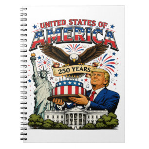Amerika 250 Jaar Patriottische Adelaar Viering Notitieboek